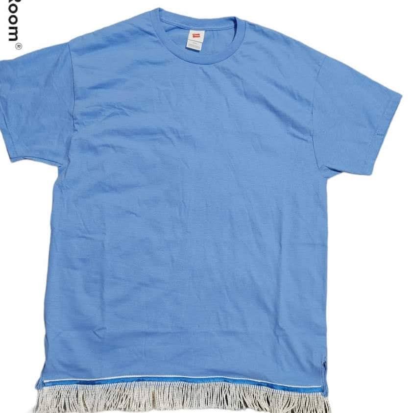 6x Bundled Fringed T-shirts w/ Blue Border