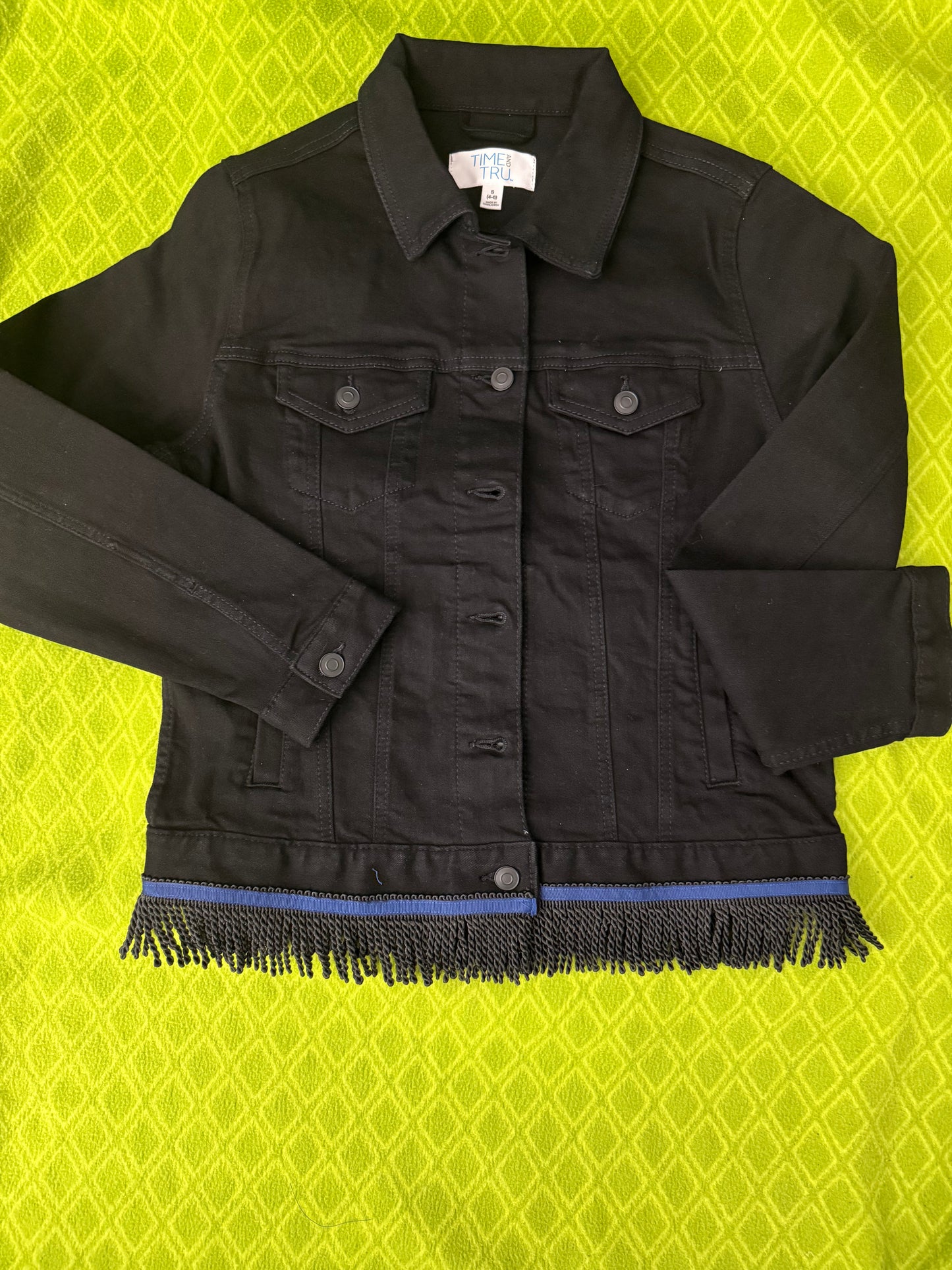 Denim Jacket w/Blue Border/Fringes