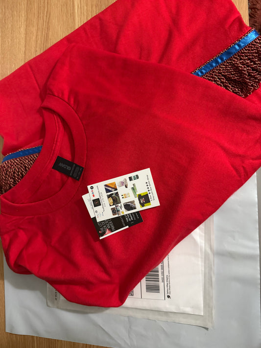 Fringed T’s With Blue Border (Assorted Colors)