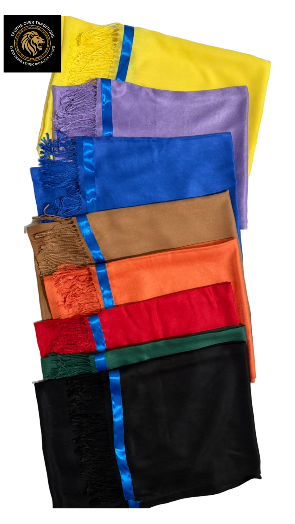 BULK Israelite Fringed Shawl Wraps w/Blue Border (10ct per quantity)